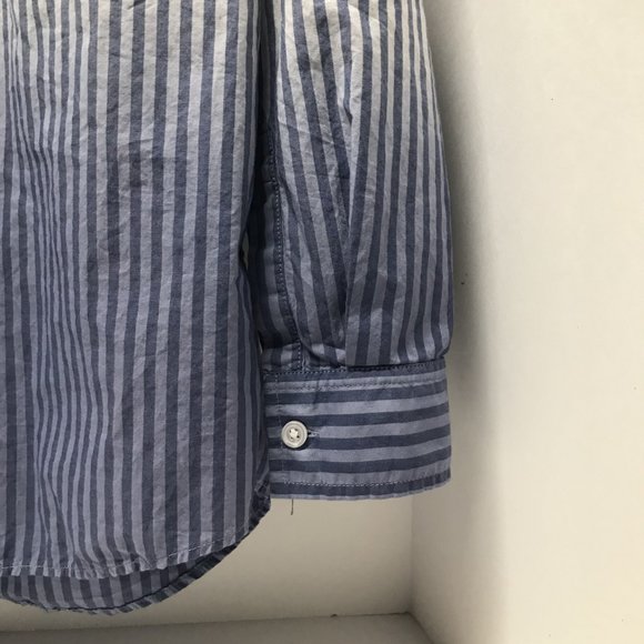 Lands' End Blue & White Striped Ombré Button Down Shirt - Picture 5 of 15